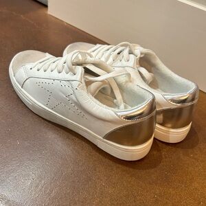 Steve Madden White and Silver Star-Embellished Sneakers